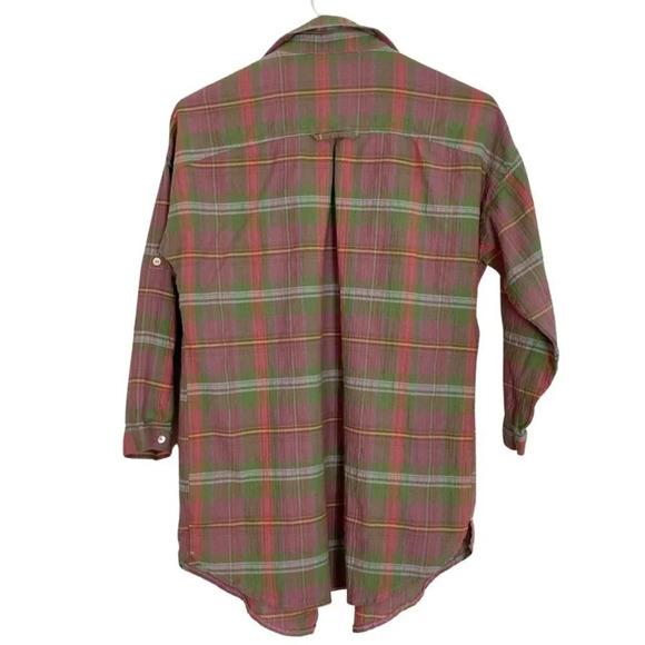 Ellison Plaid Draped Front Half Sleeve Cardigan Blouse Size Small Oversized - Picture 2 of 9